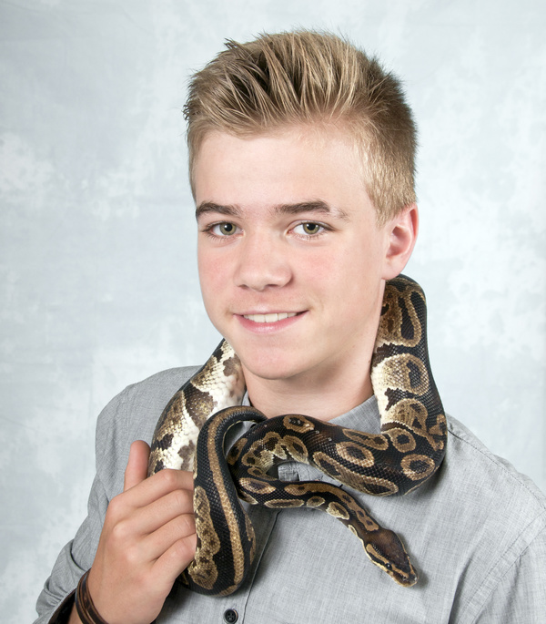 Man with pet snake Stock Photo 04