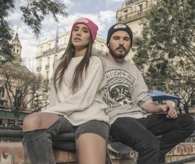 Men and women dressed in lovers Stock Photo