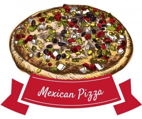Mexican pizza hand drawn vector