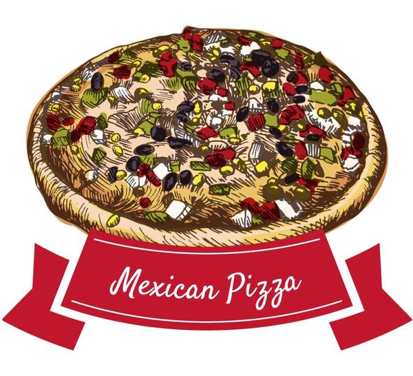 Mexican pizza hand drawn vector