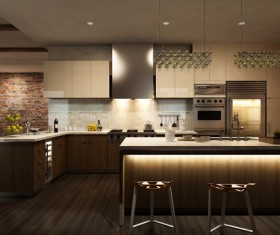Modern Open kitchen Stock Photo 03
