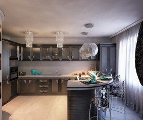 Modern simple Open kitchen Stock Photo 05