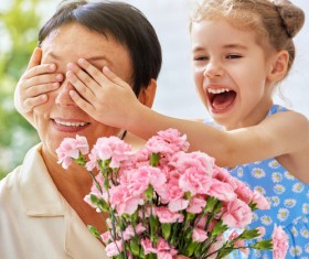Mothers Day gave grandmas flowers Stock Photo 02