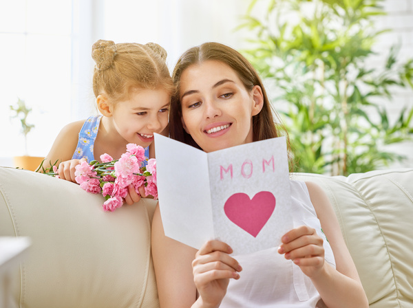 Mothers Day dedicated to the mothers flowers and gifts Stock Photo