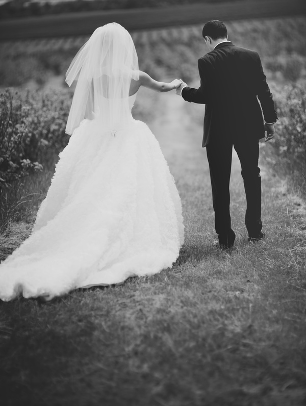 Newlywed couple black and white photo
