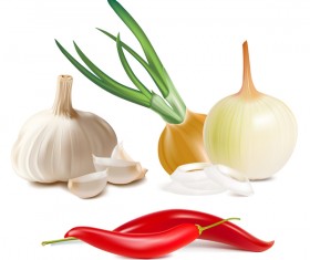 Onion garlic and pepper vector illustration