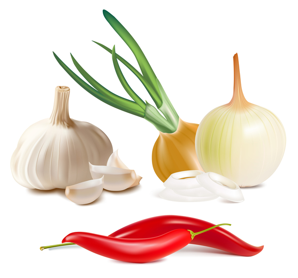 Onion garlic and pepper vector illustration