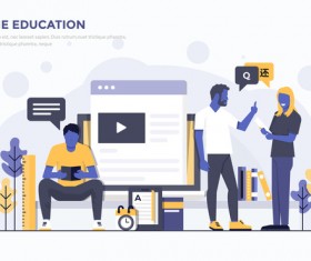Online Education flat business template vector