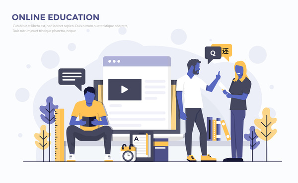 Online Education flat business template vector