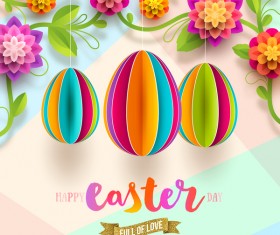 Origami egg with easter card vector