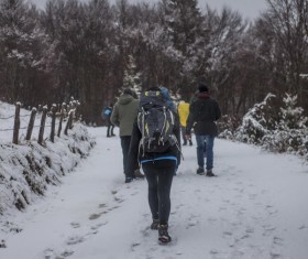 People watching the snow scene Stock Photo