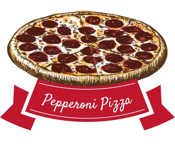 Pepperoni pizza hand drawn vector