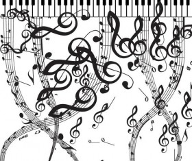 Pianoforte with musical symbols vector