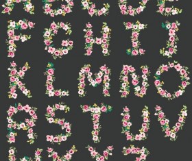 Pink flower with alphabet vector