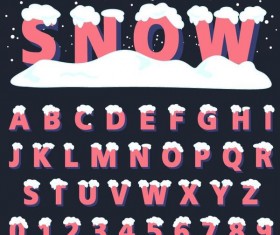 Pink snow alphaber with number vector