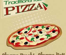 Pizza vintage poster template vector set 03