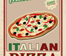 Pizza vintage poster template vector set 05