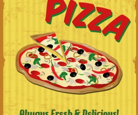 Pizza vintage poster template vector set 07