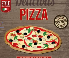 Pizza vintage poster template vector set 08