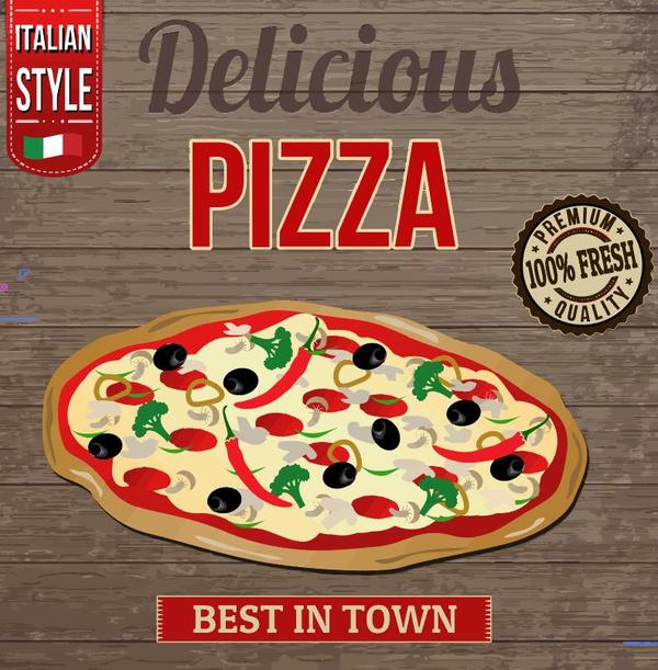 Pizza vintage poster template vector set 08