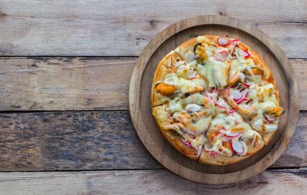 Pizza with seafood Stock Photo 01