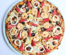 Pizza with seafood Stock Photo 02