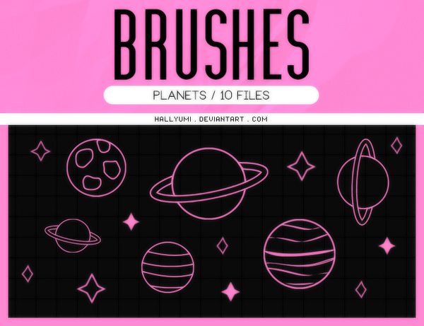 Planets Photoshop Brushes set