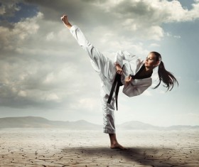 Practice karate girl Stock Photo 01