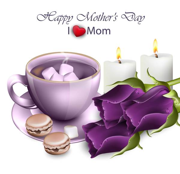 Purple flower with mothers day background vector
