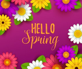 Purple spring background with beautiful flower vector 01