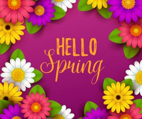 Purple spring background with beautiful flower vector 02