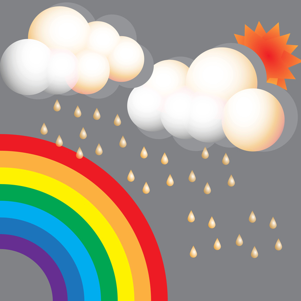 Rainbow with rainy season vector illustration