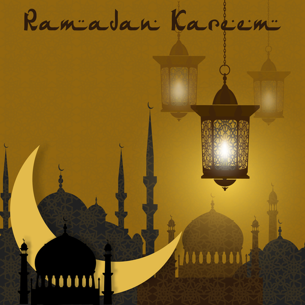 Ramadan Kareem greeting card vectors set 01