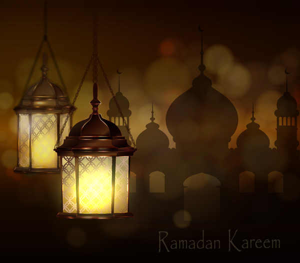 Ramadan Kareem greeting card vectors set 02
