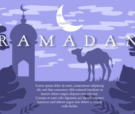 Ramadan landscape with mosque vector 01