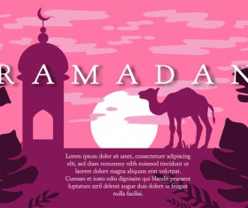 Ramadan landscape with mosque vector 02