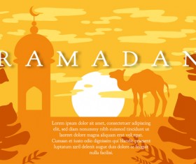 Ramadan landscape with mosque vector 03