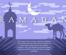 Ramadan landscape with mosque vector 04