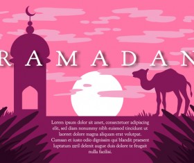 Ramadan landscape with mosque vector 05