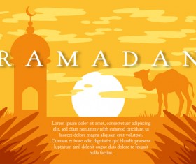 Ramadan landscape with mosque vector 06