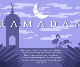 Ramadan landscape with mosque vector 07