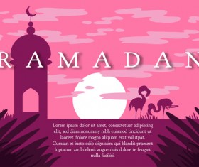 Ramadan landscape with mosque vector 08