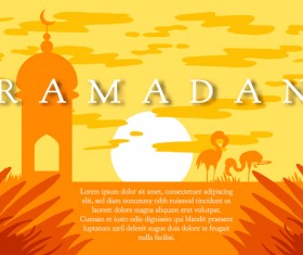 Ramadan landscape with mosque vector 09