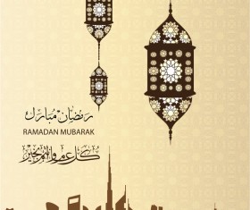 Ramadan mubarak beige background vectors