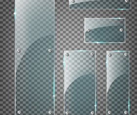 Rectangle glass banner with screws vector 01
