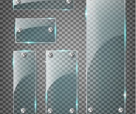 Rectangle glass banner with screws vector 03