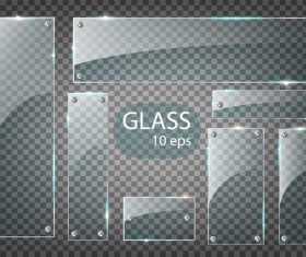 Rectangle glass banner with screws vector 04