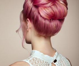 Red Updo woman Stock Photo
