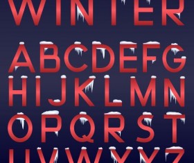 Red alphaber with snow vector
