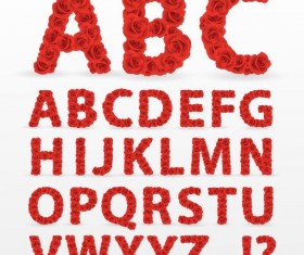 Red flower alphabet vector